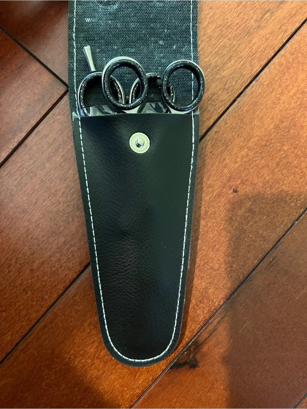 Black Leather-Look Utility Pouch with Snap Closure … pet grooming scissors